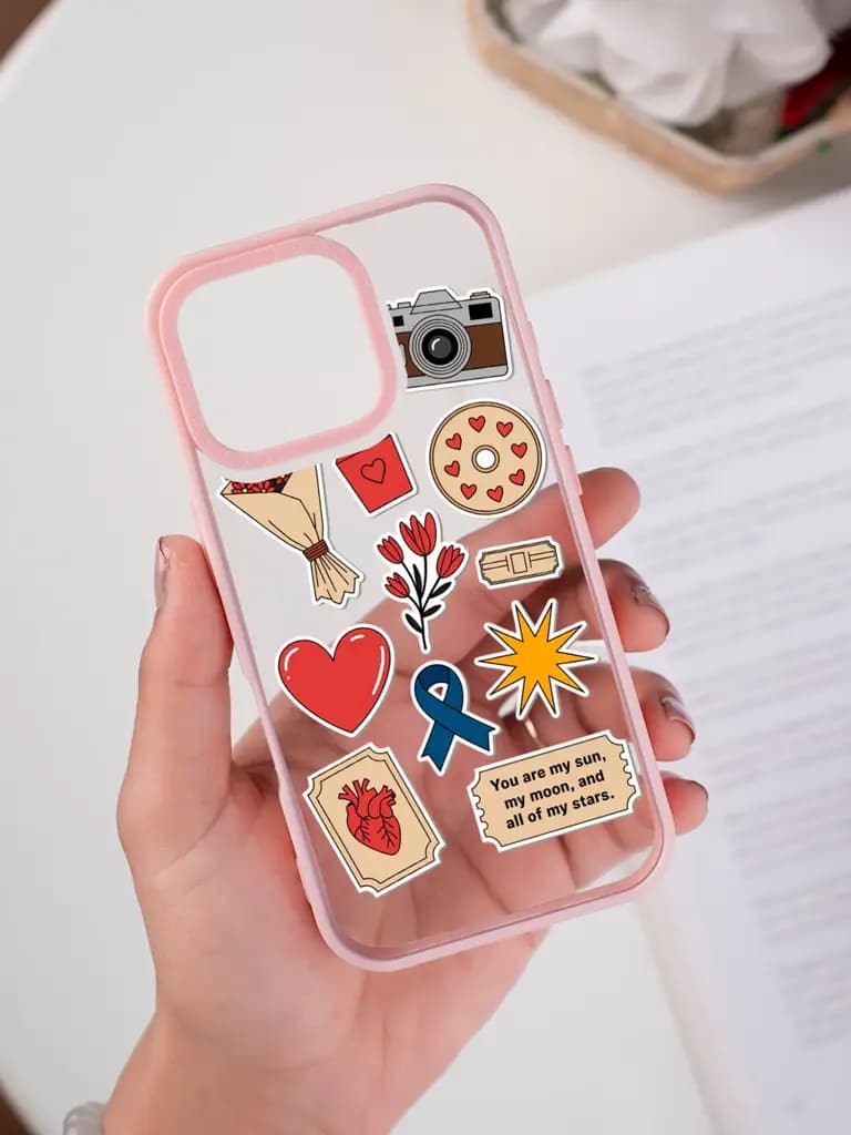 Retro Romance & Nostalgia Sticker Transparent Printed Mobile Case for For Apple Iphone 17