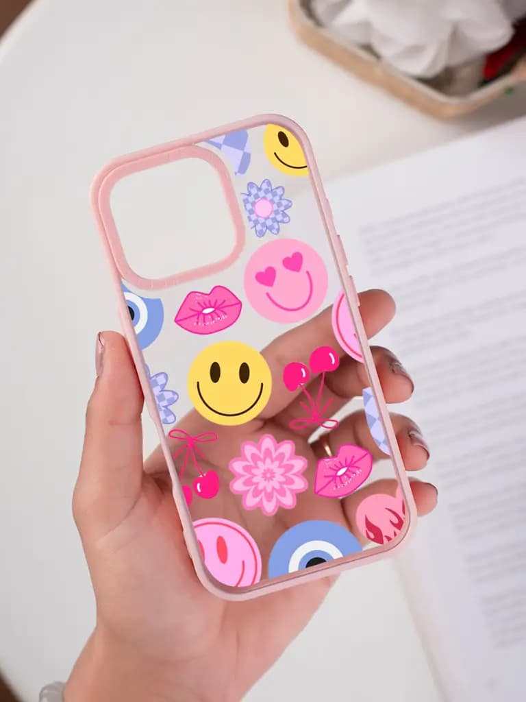 Retro Y2K Soft-Girl Aesthetic Transparent Printed Mobile Case for For Apple Iphone 17