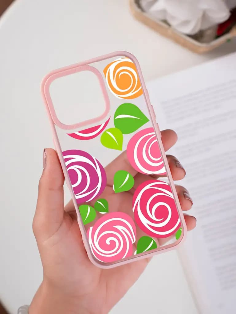 Geometric Rose Transparent Printed Mobile Case for For Apple Iphone 17