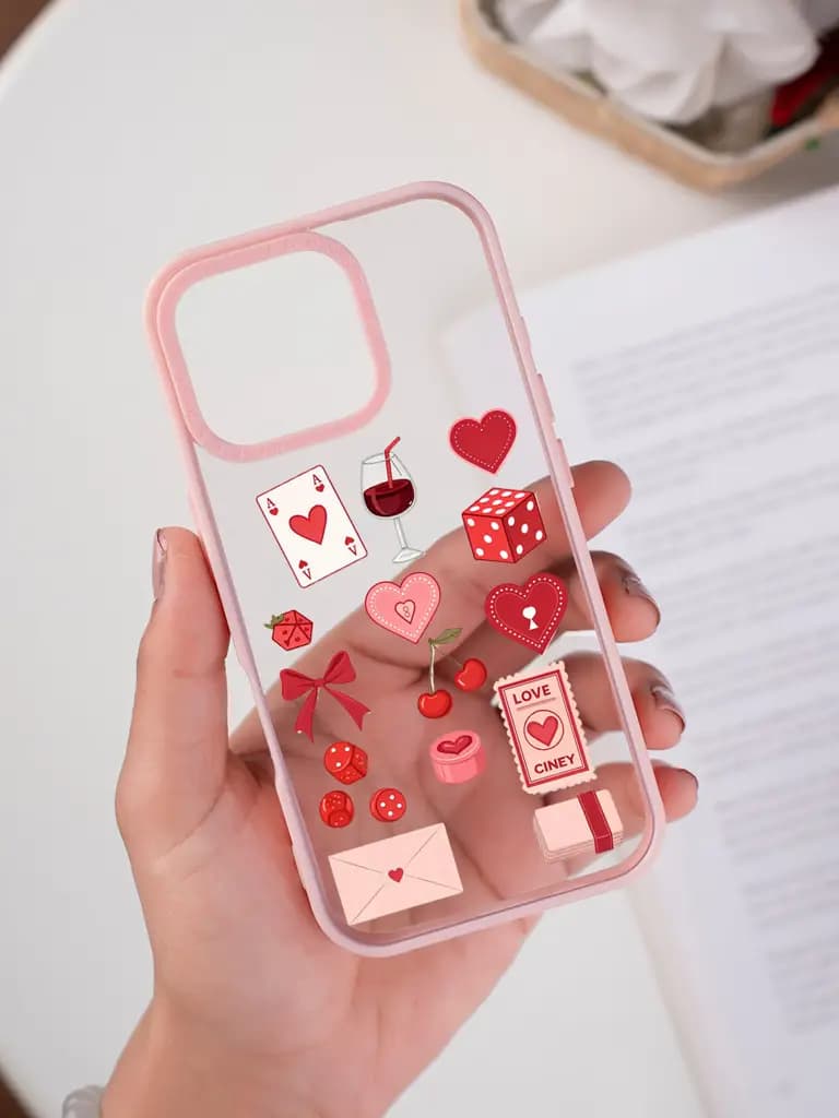 Vintage Love & Romance Icon Transparent Printed Mobile Case for For Apple Iphone 17