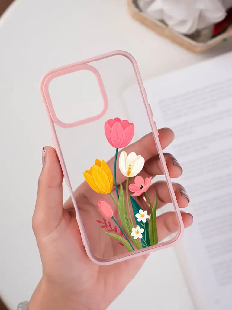 Hand-Drawn Spring Bouquet Transparent Printed Mobile Case for For Apple Iphone 17