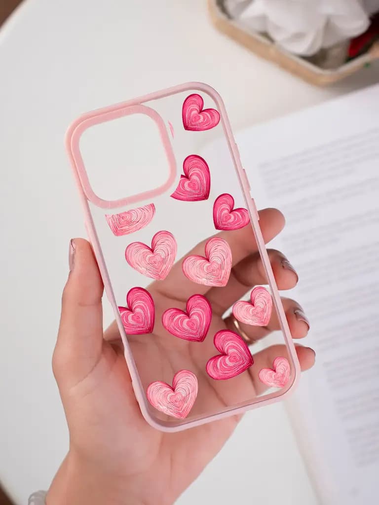 Crimson Heart Transparent Printed Mobile Case for For Apple Iphone 17