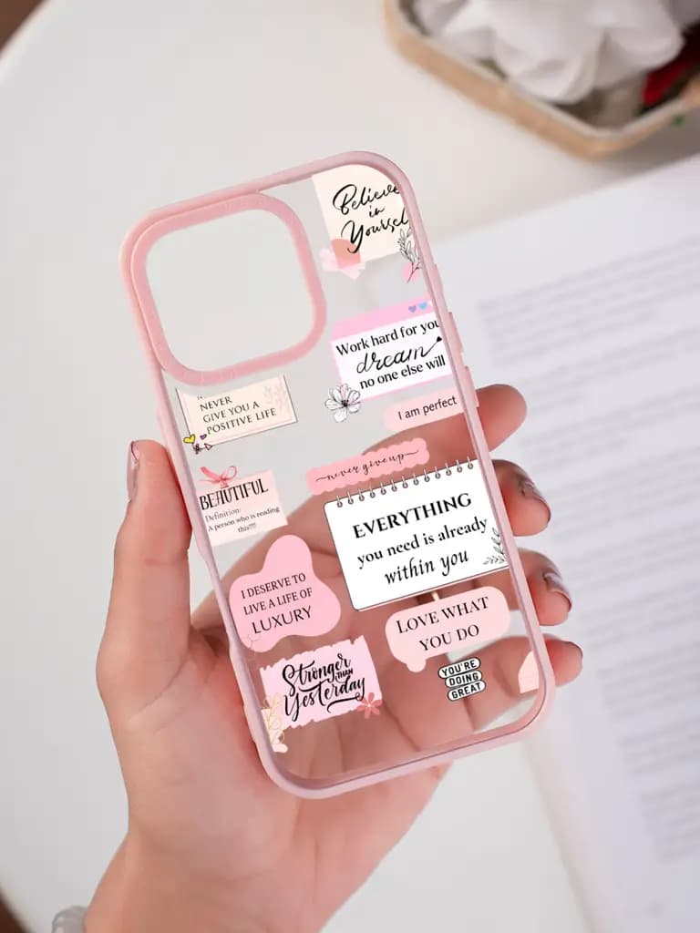 Inspirational Digital Sticker Transparent Printed Mobile Case for For Apple Iphone 17