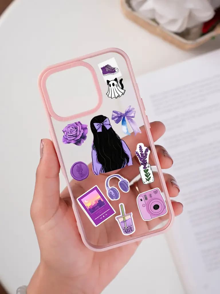 Decorative Purple Aesthetic Design Transparent Printed Mobile Case for For Apple Iphone 17