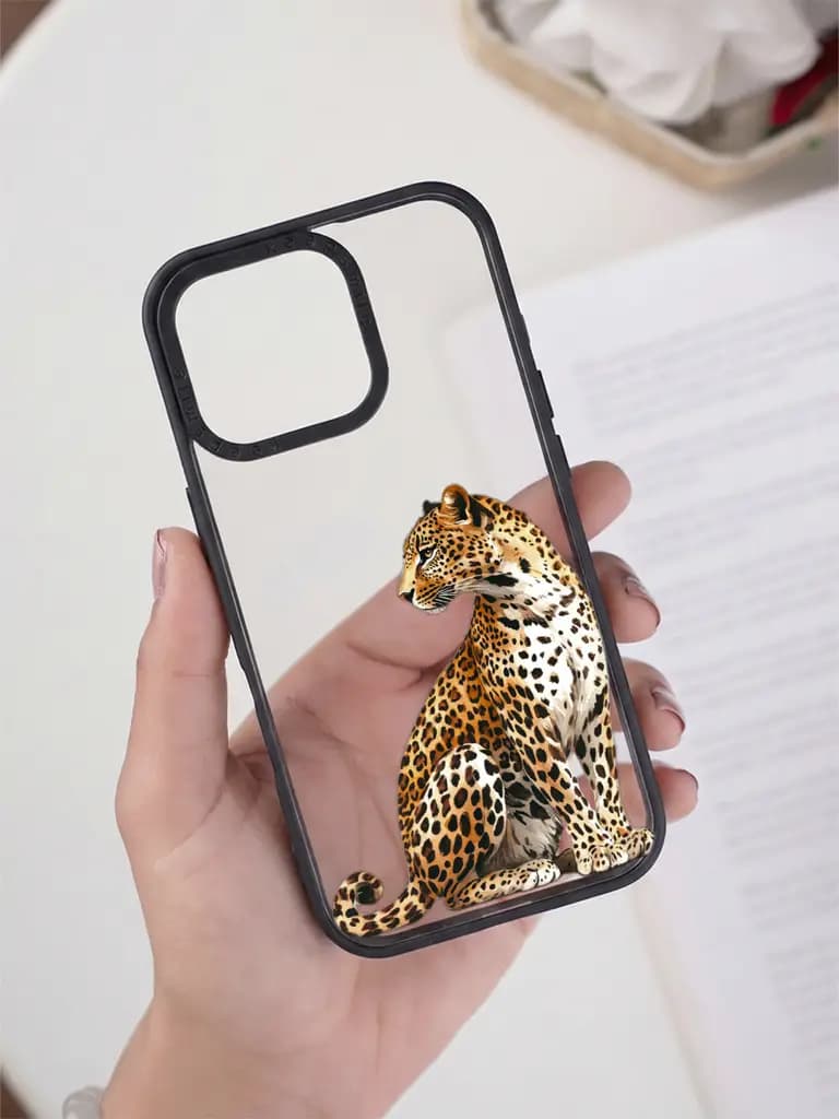 Watercolor Leopard Illustration Transparent Printed Mobile Case for For Apple Iphone 17