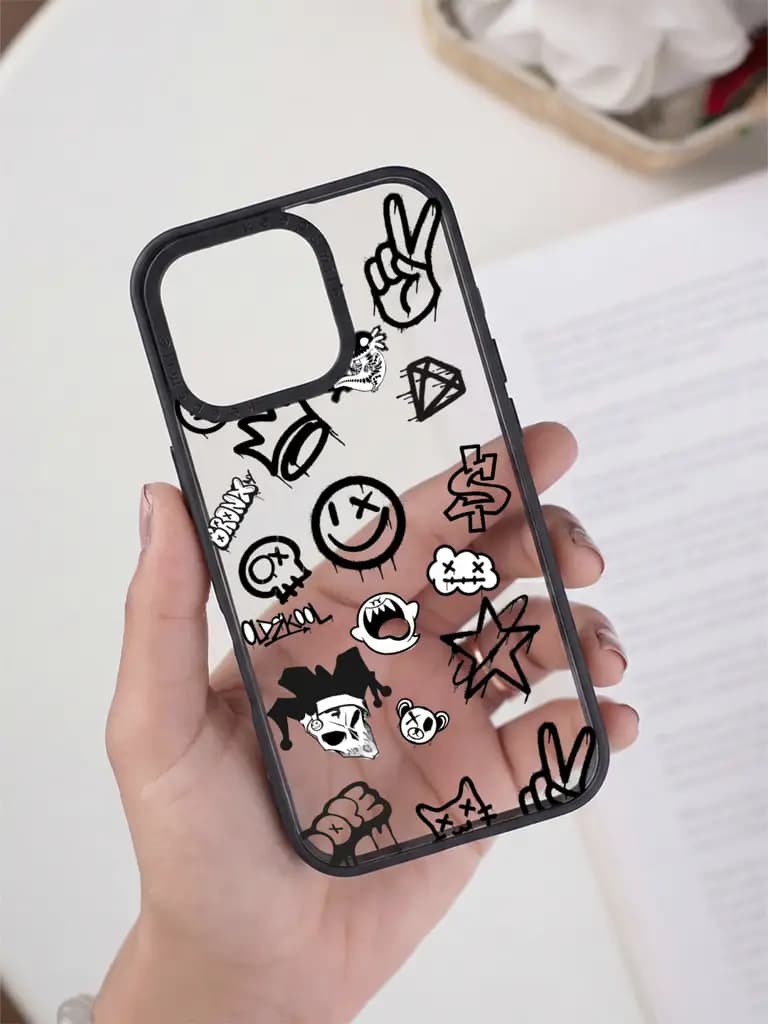 Streetwear Graffiti Bomb Pattern Transparent Printed Mobile Case for For Apple Iphone 17