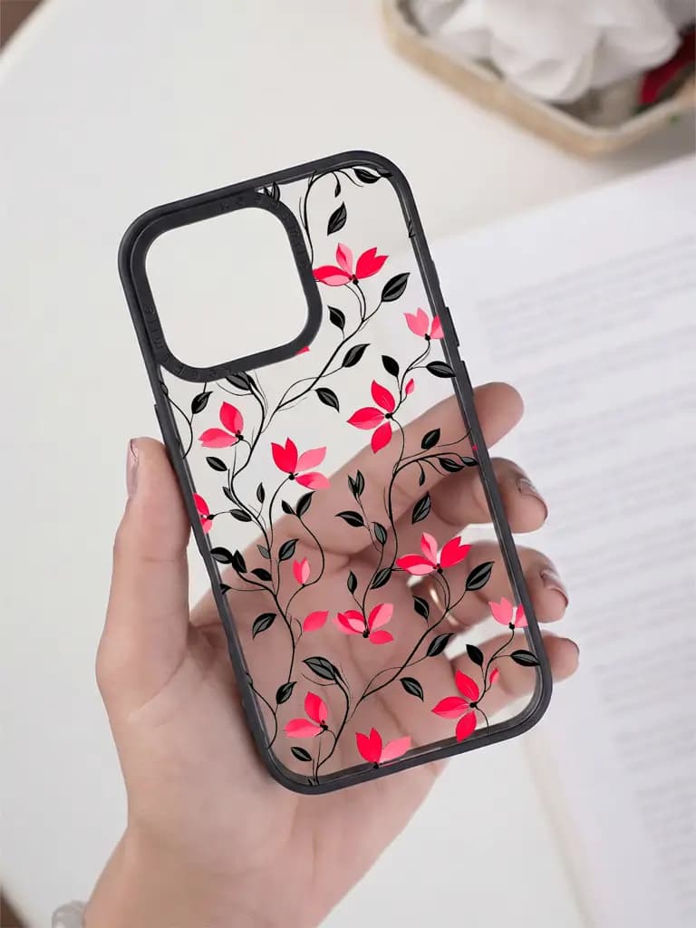 Minimalist Floral Vine Pattern Transparent Printed Mobile Case for For Apple Iphone 17