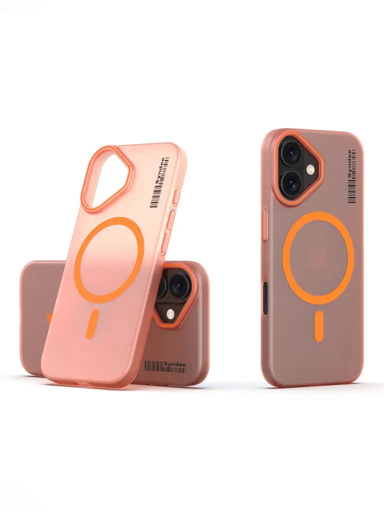 Frosted Matte MagSafe Transparent Orange Case For Apple Iphone 17